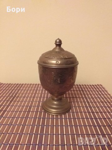 Месингов съд с капак, снимка 2 - Декорация за дома - 27606853