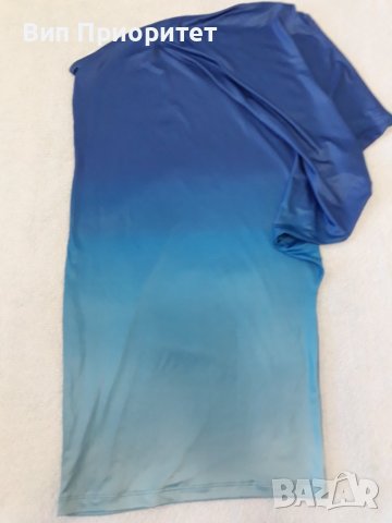 Тънка лятна маркова асиметрична рокля SOG O, с ликра и трико, феерия от пъстри магнолии и камъни , снимка 3 - Рокли - 37423107