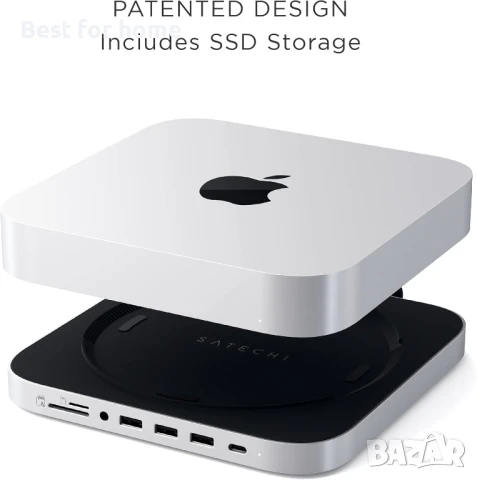 SATECHI Mac Mini Хъб и стойка Type-C с корпус за SSD, снимка 3 - Мрежови адаптери - 50746417
