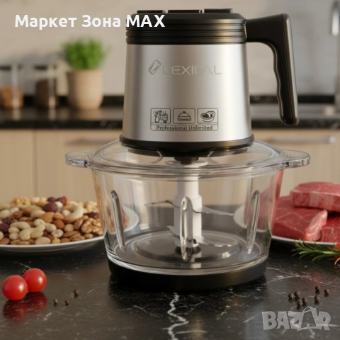 Електрически чопър Lexical LCH-1956 с 6 титаниеви ножа и стъклена купа, снимка 6 - Чопъри и пасатори - 52884440