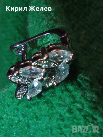 СКЪПОЦЕННА ФЛОРАЛНА АНГЛИЙСКА ОБЕЦА РОДИРАНА БЛАГОРОДНА СТОМАНА с ПЕЧАТ S925 и ФАСЕТ ЦИРКОН 38232, снимка 3 - Обеци - 40938135