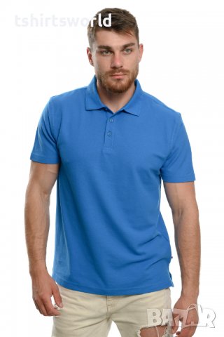 Нова синя мъжка блуза (тениска) тип Lacoste, с яка, снимка 8 - Блузи - 37662715