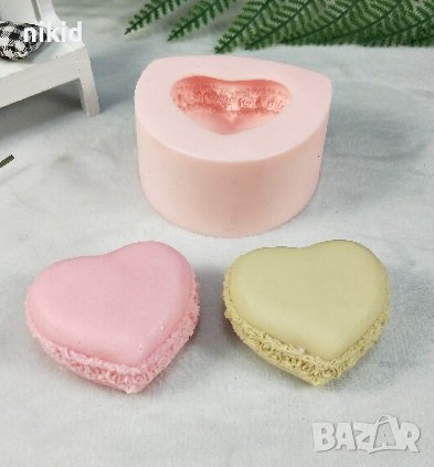 3d  макарон сърце голямо силиконов молд форма фондан гипс сапун свещ калъп, снимка 2 - Форми - 39013788
