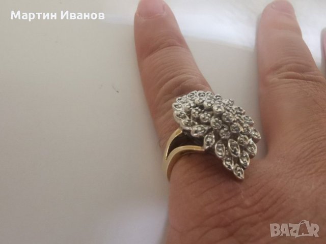 Златен пръстен с диаманти , снимка 14 - Пръстени - 28955934
