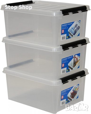 SmartStore кутия за съхранение Clipbox Smart Store Classic 15, 14 литра, прозрачен, снимка 3 - Кутии за съхранение - 36580531