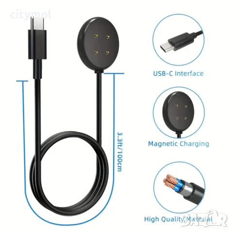 Зарядно устройство за Google Pixel Watch 4/Pixel Watch 3/Pixel Watch 2, USB Type-C, снимка 2 - Смарт гривни - 51101811