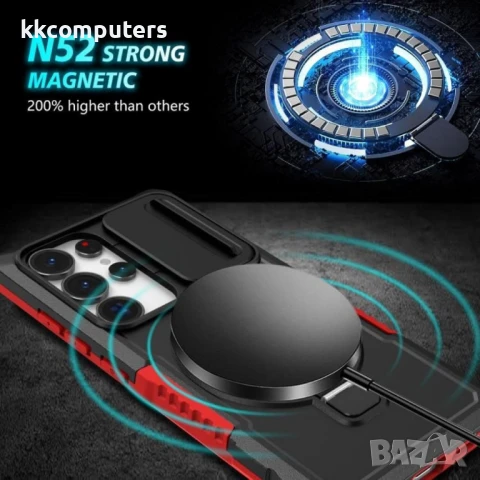 Samsung Galaxy S25 Ultra Удароустойчив Ring Holder MagSafe/ PC + TPU Калъф и Протектор, снимка 10 - Калъфи, кейсове - 51427157