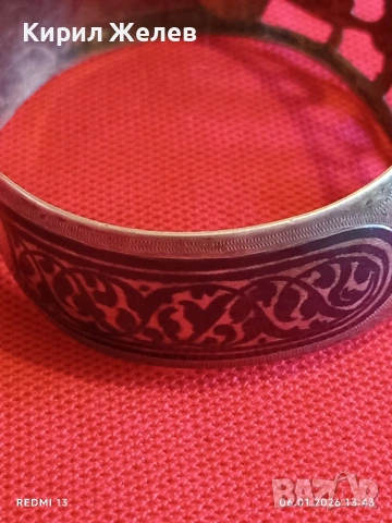 Винтидж сребърна гривна филигранен дизайн стил Кубачи СССР ювелирна изработка 52491, снимка 2 - Гривни - 53005782