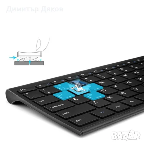 Супер тънка безжична и тиха клавиатура с мишка с презареждащи се батерии KMT5, снимка 3 - Клавиатури и мишки - 48321941