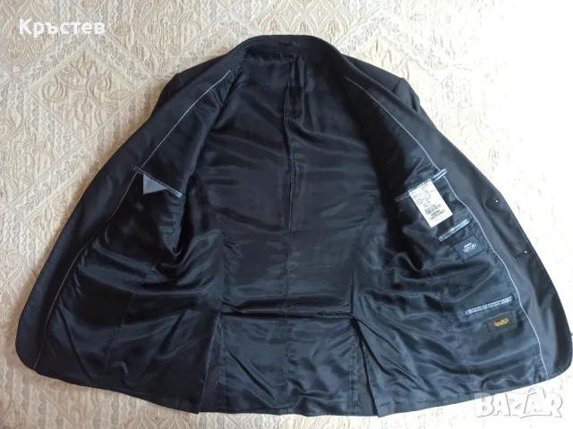 Мъжки костюм Sergio Barone от три части с фино каре в тъмносив цвят, снимка 4 - Костюми - 50074632