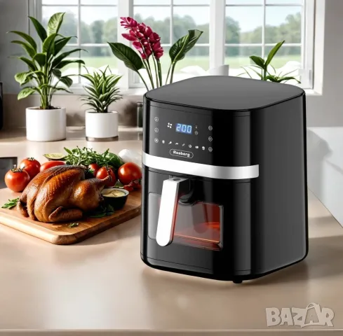 Фритюрник AirFryer R51980CB, 1800W, 8л., Горещ въздух, LED дисплей, Таймер, до 200°С, Черен, снимка 3 - Фритюрници - 49130336