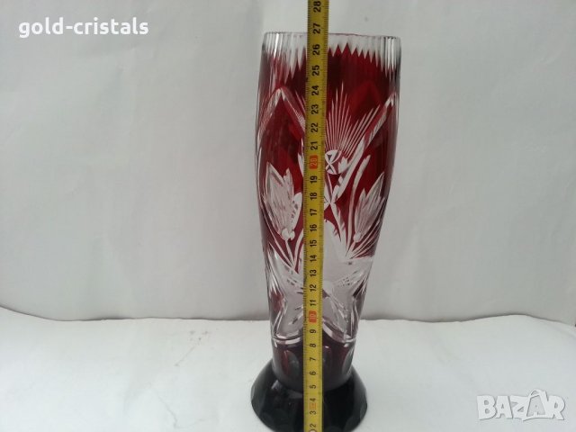 Кристална ваза цветен червен кристал, снимка 2 - Антикварни и старинни предмети - 33422563