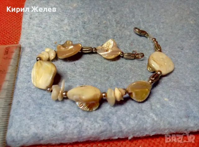 ГРЪНЧ АРТ СТИЛ СРЕБРИСТА СЕДЕФЕНА ГРИВНА ХЕНД МЕЙД УКРАШЕНИЕ КРАЛСКИ СЕДЕФ 47414, снимка 7 - Гривни - 47336497