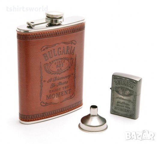 Нов подаръчен комплект: фласка за алкохол с дозатор и запалка, снимка 2 - Подаръци за мъже - 38148219