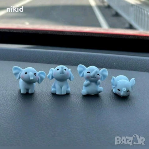 4 бр слончета син слон пластмасови малки фигурки фигурка за украса декорация, снимка 2 - Фигурки - 51435993