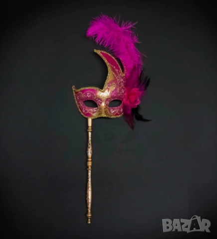 Маска за парти с клечка | Ръчна венецианска маскарадна маска