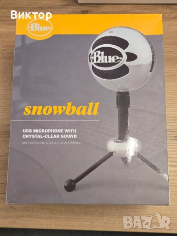 Blue Snowball Хром USB B кондензаторен микрофон, снимка 3 - Микрофони - 51822249