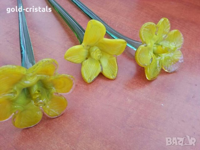 кристални стъклени цветя нарциси мурано, снимка 7 - Антикварни и старинни предмети - 26752298