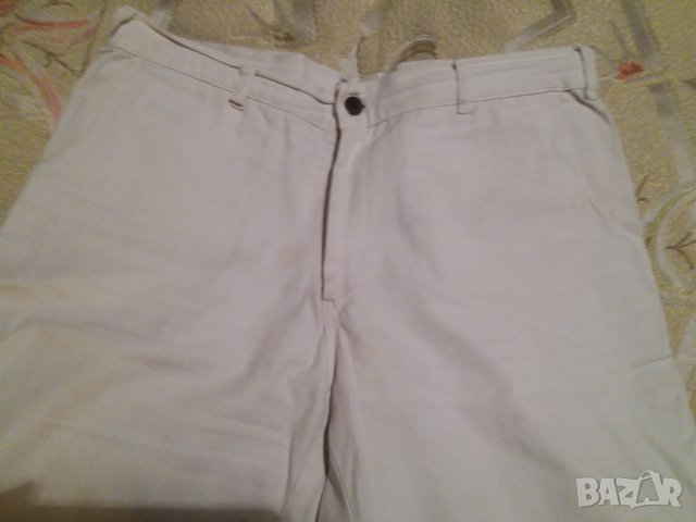 Мъжки памучен бял панталон, снимка 2 - Панталони - 33340376