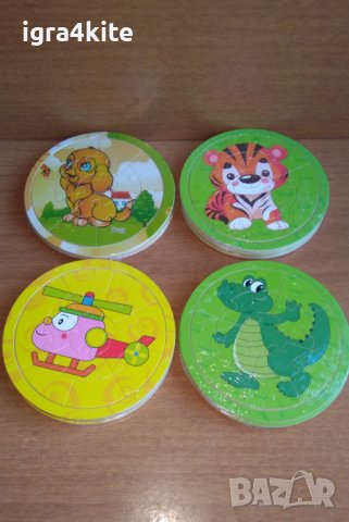 Комплект от 4 бр. малки дървени пъзелчета за 9лв. / всички дървени игри