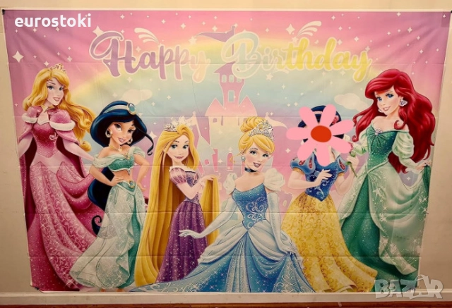 Фон за снимка "Честит Рожден ден на Принцеса", фотографски фон за Рожден ден за момичета, снимка 8 - Чанти, стативи, аксесоари - 52506671