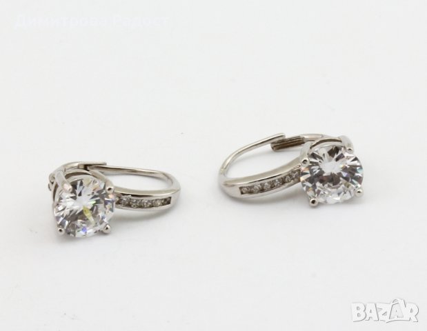 Дамски сребърни обеци с цирконий.Състояние ново! , снимка 2 - Обеци - 43659034