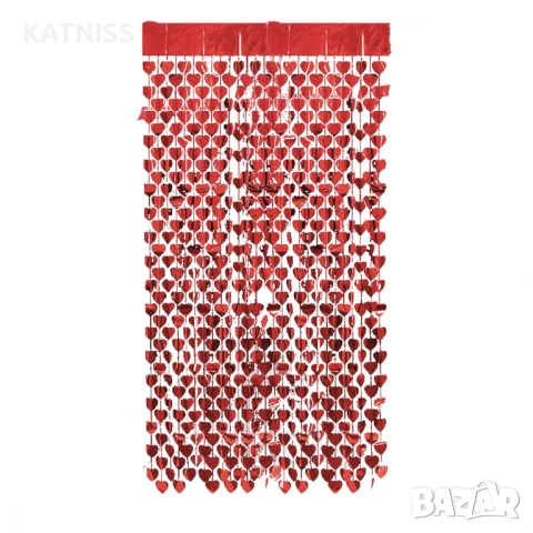 Завеса със сърчица червена 90/200 см.