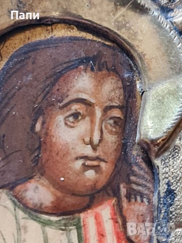 Руска икона с имперска ,царска проба 84. Датирана 1882 г., снимка 7 - Антикварни и старинни предмети - 40800405