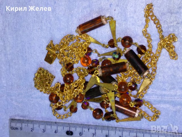 СТАРА РЕТРО АР НУВО СТИЛ ОГЪРЛИЦА БРОНЗ и КАТАЛИН с ПОЗЛАТА и ФИЛИГРАННА ЗАКОПЧАЛКА 36907, снимка 3 - Антикварни и старинни предмети - 40684793