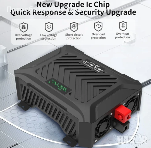 Универсален инвертор чиста синусоида с LCD екран/2 в 1/ DC 12/24v/AUTO/ към AC220v 50Hz-4000W, снимка 8 - Други - 50867174