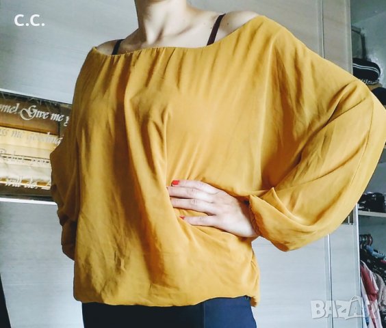 Елегантна блуза, цвят горчица, цена 5 лв, снимка 2 - Блузи с дълъг ръкав и пуловери - 28862845