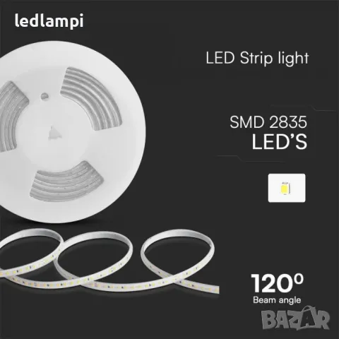 LED лента 2835 220V IP65 120LED Зелена Светлина 10m/ролка, снимка 2 - Лед осветление - 48282623