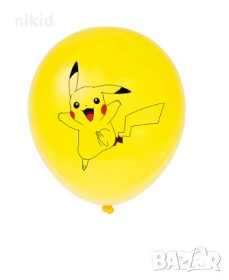 Пикачу Покемон pokemon жълт Обикновен надуваем латекс латексов балон парти хелий или газ, снимка 1 - Други - 32625587