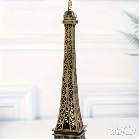 Елегантна голяма статуя на Ейфеловата кула - Винтиж бронзова сплав, снимка 4 - Декорация за дома - 48443924
