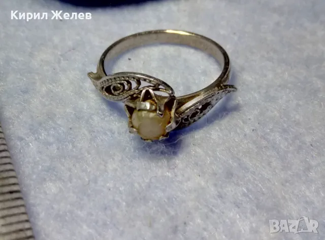 СТАР ФЛОРАЛЕН ФИЛИГРАНЕН ПРЪСТЕН от БЛАГОРОДНА СТОМАНА с ЧЕШКА ПЕРЛА МАЙСТОРСКО РЕТРО АРТ БИЖУ 50132
