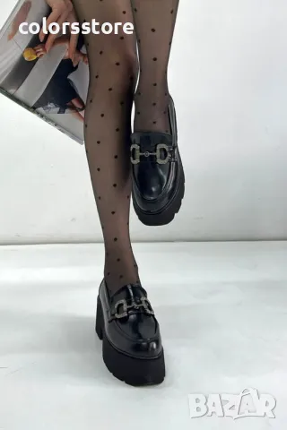 Обувки на платформа - черен лак - KLP55