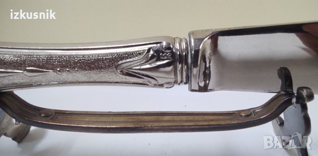 Старинен нож за риба със сребърна дръжка, снимка 5 - Антикварни и старинни предмети - 43659851