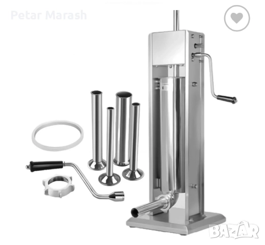 Професионална Вертикална пълначка за наденици и колбаси 5 L – неръждаема стомана, двускоростна, снимка 4 - Други инструменти - 52303403