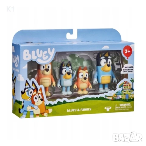 Комплект 4броя фигурки Блуи и Бинго Майка Баща с подвижни крачета, снимка 2 - Фигурки - 51147033