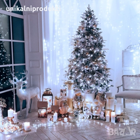 Коледни лампички 10м 100 диода студено бяла светлина с 8 шоу програми, снимка 2 - Лед осветление - 52261749