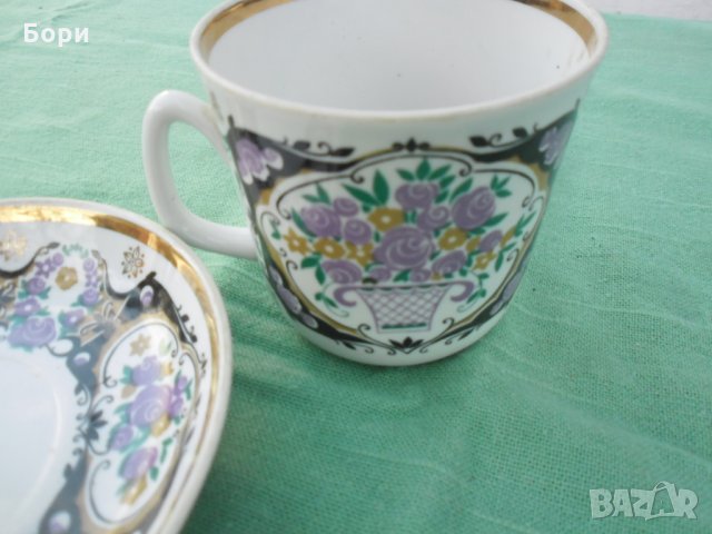 Руска порцеланова чаша с чинийка 360 мл, снимка 3 - Чаши - 35008978