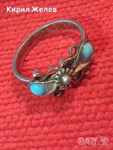 СТАР ТЮРКОАЗЕН МЕЛХИОРЕН ПРЪСТЕН МАЙСТОРСКА РЪЧНА ФИЛИГРАННА ИЗРАБОТКА РУСИЯ 44271, снимка 13 - Антикварни и старинни предмети - 49757345