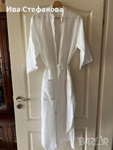 нова универсален one size размер елегантна луксозна бяла наметка лен ленена 