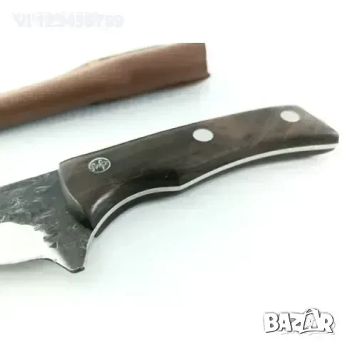 Ловен,ръчно кован нож 5Cr15Mov, кожен калъф, 140х275 мм, снимка 2 - Ножове - 50804203