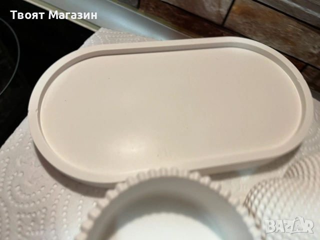 Декоративен сет от овално плато, купичка и сърце „Pure White“ – Ръчна изработка , снимка 6 - Ръчно изработени сувенири - 53017607