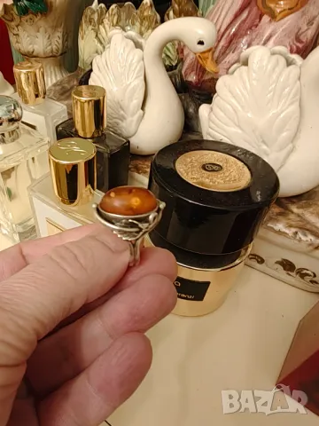 Руски сребърен пръстен с естествен кехлибар  НАМАЛЕНИЕ , снимка 5 - Пръстени - 47895813