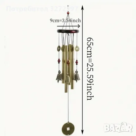Ретро бронзови вятърни звънци с дизайн на древни монети, снимка 6 - Декорация за дома - 49424943