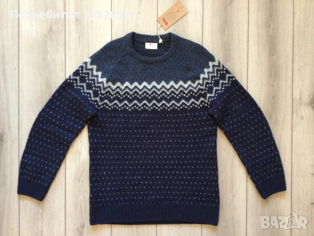 НОВ оригинален син вълнен пуловер FJALLRAVEN размер XL от Германия, снимка 3 - Пуловери - 52942797