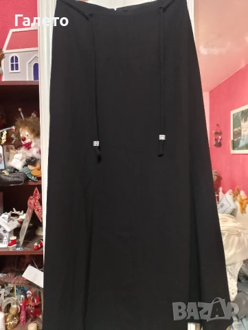 Дълга черна пола с колан с орнамент , снимка 2 - Поли - 50834493