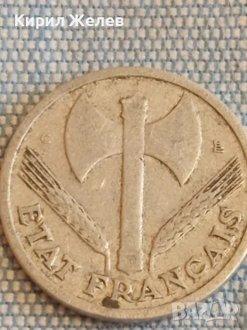 Две монети 1 франк 1944г. Франция  20 цента 1940г. Италия редки за КОЛЕКЦИЯ 26789, снимка 4 - Нумизматика и бонистика - 48516844